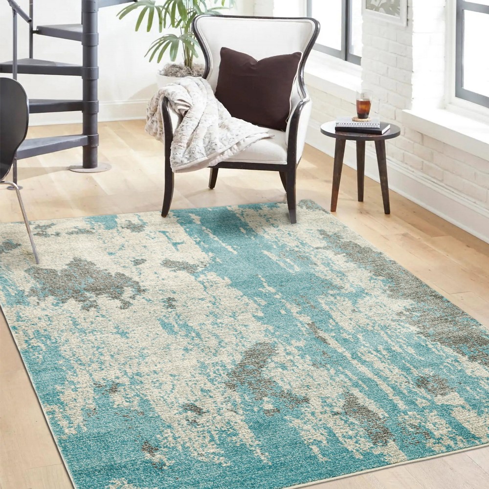 Nova Rugs NV15 in Painterly Duck Egg